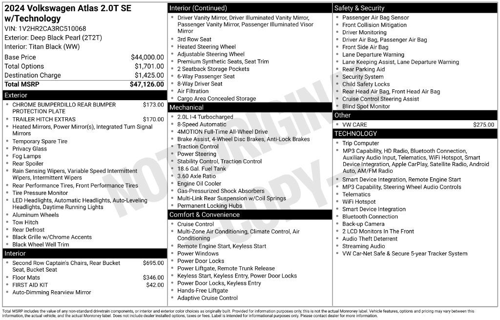 2024 Volkswagen Atlas 2.0T SE w/Technology