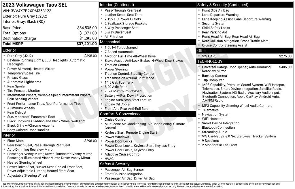 2023 Volkswagen Taos 1.5T SEL